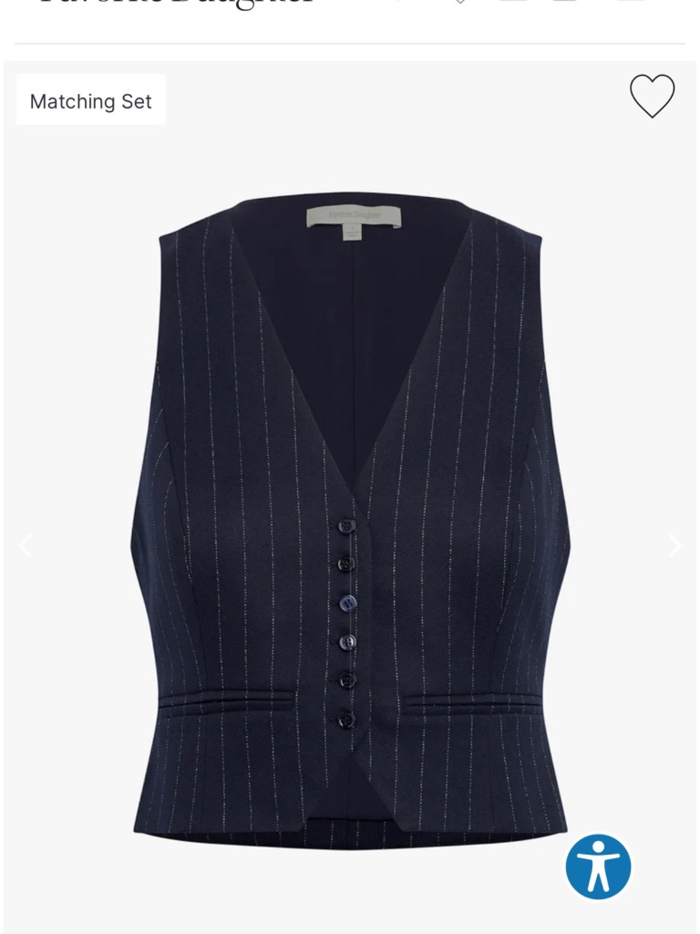 Favorite Daughter The Favorite Vest Navy Pinstripe Tailored Vest Small